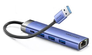 Vention 0.15M 5-in-1 Multiport USB Hub with Gigabit Ethernet Port - Blue