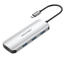 view Vention 0.15 M 7-in-1 Docking Station with Power Delivery - x3 USB-A, x1 HDMI, x1 USB-C, x1 SD, x1 TF