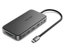 view Vention 9-in-1 Docking Station with 3.5mm SSD Enclosure - x3 USB-A, x1 HDMI, x1 DC, x1 USB-C, x1 M2 NGFF, x1 SD, x1 PD