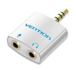 Vention 4 Pole 3.5mm Male to 2x 3.5mm Female Audio Adapter - Silvery