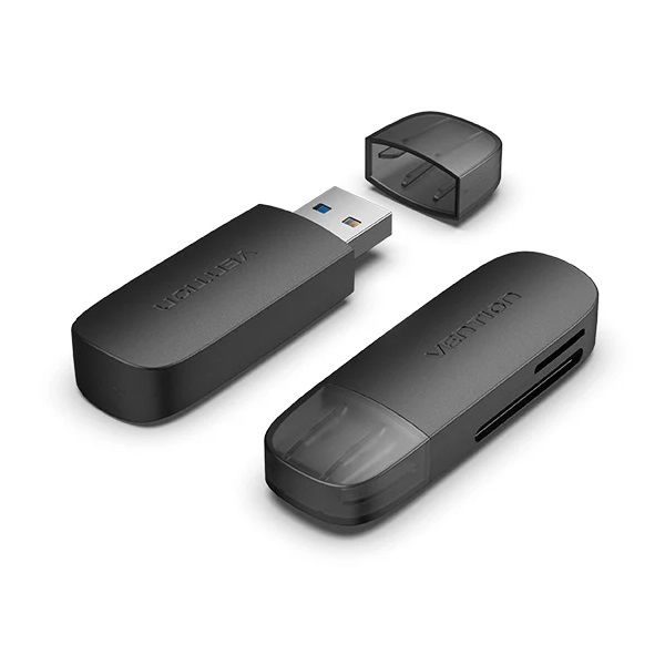 Vention CLGB0 2-in-1 USB 3.0 A Card Reader(SD+TF) Dual Drive Letter - Black