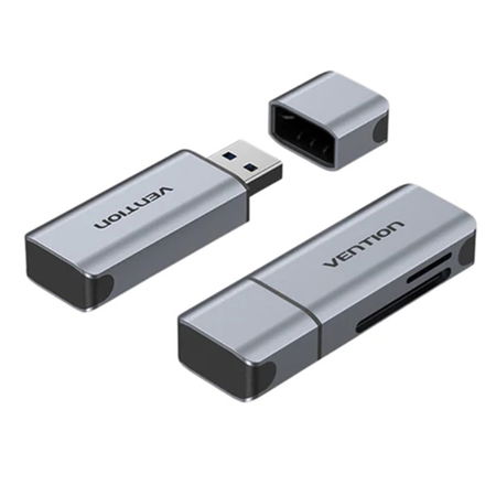 Vention CLIH0 2-in-1 USB 3.0-A Card Reader (SD+TF) - Gray