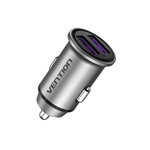 Vention FFEH0 2-Port USB A+A(30/30) Mini Style Car Charger - Gray