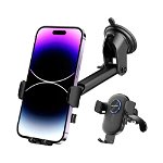 Vention One Touch Clamping Car Phone Mount with Suction Cup - Black