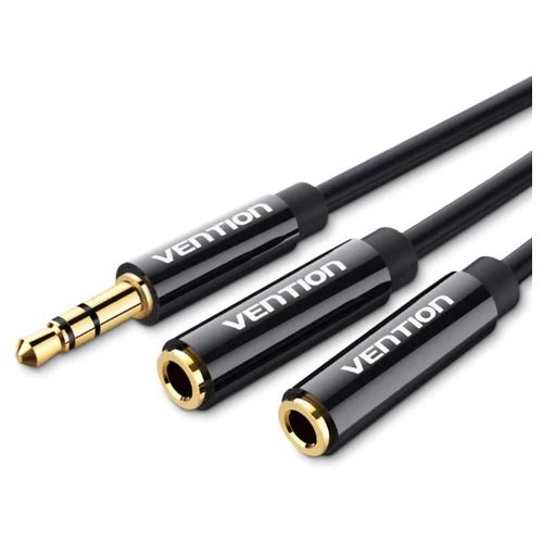 Vention 0.3M 3.5mm Male to 2x 3.5mm Female Stereo Splitter Cable - Black