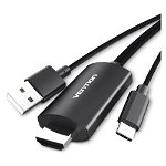 Vention 1.5M USB-C to HDMI Cable with USB Power Supply - Black