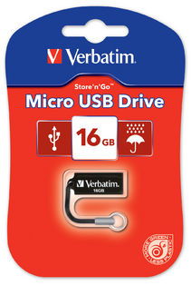 Verbatim Micro USB Flash Drive Black 16GB