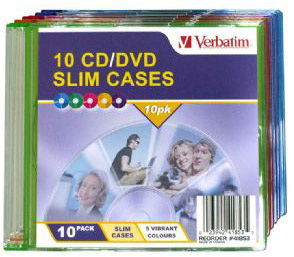 Verbatim CD/DVD Empty Coloured Slim Cases - 10 Pack