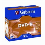 Verbatim DVD-R 16X 4.7GB Branded Surface DVD Discs - 5 Pack with Jewel Case