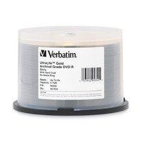 Verbatim UltraLife DVD-R 8X 4.7GB Gold Archival Grade with Branded Surface DVD Discs - 50 Pack