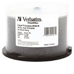Verbatim DataLifePlus DVD-R 16X 4.7GB White Inkjet Hub Printable DVD Discs - 50 Pack
