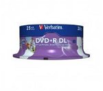 Verbatim DVD+R 8X 8.5GB White Inkjet Printable DVD Discs - 25 Pack