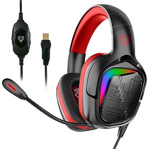 Vertux Miami USB Overhead wired Stereo Gaming Headset with High Performance 7.1 Stereo Sound Pro - Red