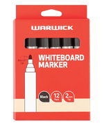 Warwick Bullet Tip Black Whiteboard Marker - 12 Pack