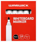 Warwick Bullet Tip Black Whiteboard Marker - 24 Pack