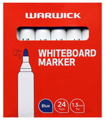 Warwick Bullet Tip Blue Whiteboard Marker - 24 Pack