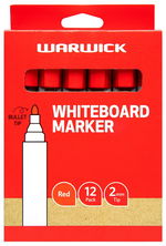 Warwick Bullet Tip Red Whiteboard Marker - 12 Pack