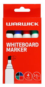 Warwick Chisel Tip Assorted Whiteboard Marker - 4 Pack