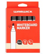 Warwick Chisel Tip Black Whiteboard Marker - 12 Pack