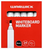 Warwick Chisel Tip Black Whiteboard Marker - 24 Pack