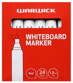 Warwick Bullet Tip Red Whiteboard Marker - 24 Pack