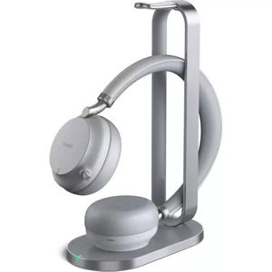 Yealink BH72 Teams USB-A Bluetooth On-Ear Wireless Stereo Headset with Charging Stand and USB-A Dongle - Light Gray