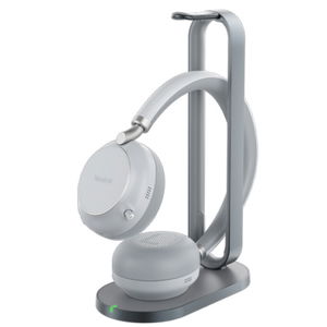 Yealink BH76 Bluetooth Over-the-Ear Wireless Stereo Headset with Noise Cancelling, BHC76 Charging Stand and BT51-A USB Dongle Certified for MS Teams - Light Gray