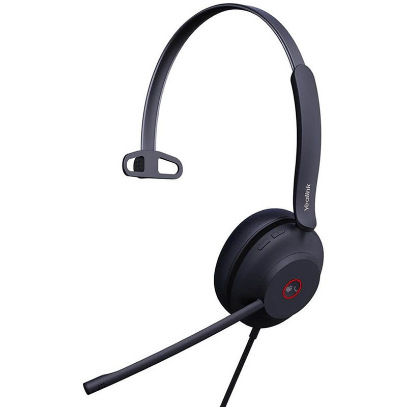 Yealink UH37 Teams USB-A Overhead Wired Mono Headset with Noise Cancelling - Black
