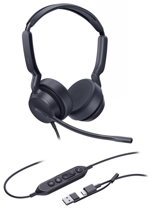 Yealink UH42 Dual Teams USB-C/A On-Ear Wired Stereo Headset - Black