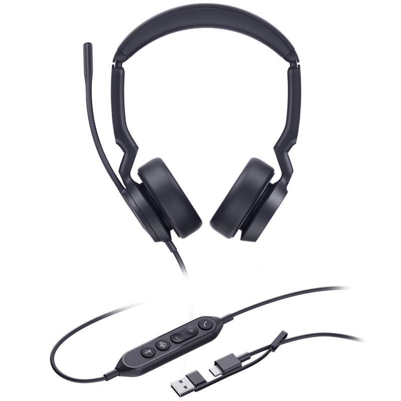 Yealink UH44 USB-C/USB-A Overhead Wired Stereo Headset with Noise Cancelling - Certified for MS Teams