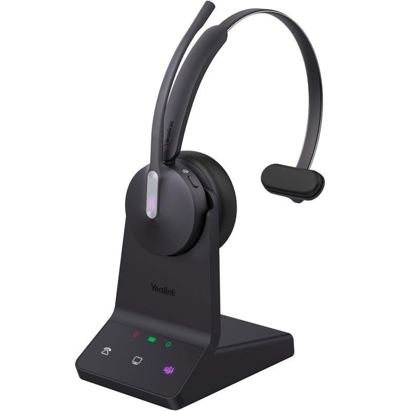 Yealink WH64 DECT Over the Head Wireless Mono Headset with DECT Base for MS Team - Black