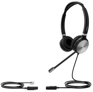 Yealink YHS36 Dual Quick Disconnect to RJ9 On-Ear Wired Stereo Headset - Black
