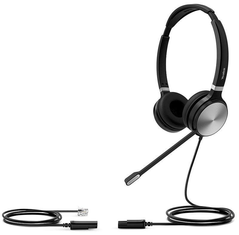 Yealink YHS36 Dual Quick Disconnect to RJ9 On-Ear Wired Stereo Headset - Black