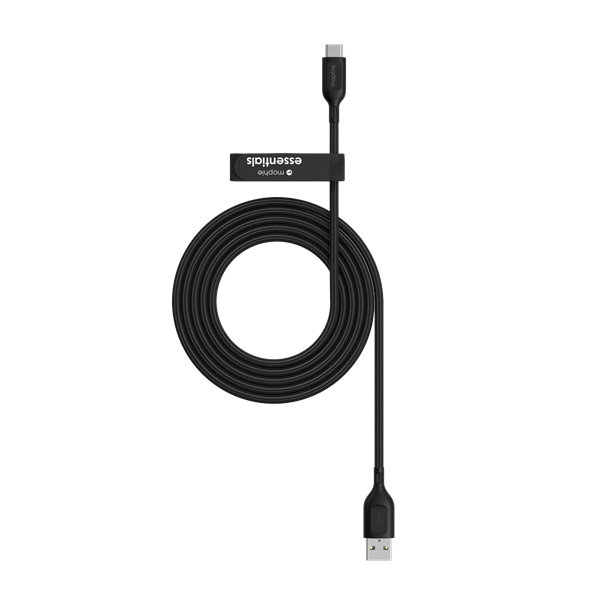 ZAGG Mophie Essentials 2m 15W USB-A to USB-C Braided Charging Cable - Black