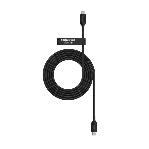 ZAGG Mophie Essentials 2m 60W USB-C to USB-C Braided Charging Cable - Black