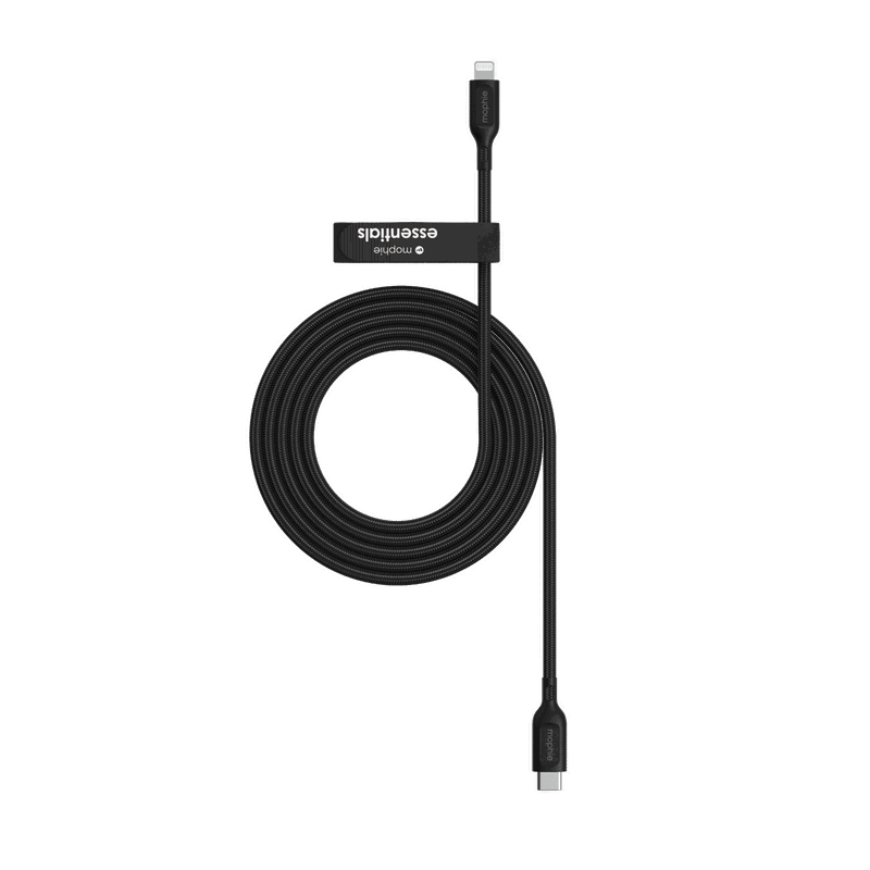 ZAGG Mophie Essentials 2m 60W USB-C to Lightning Braided Charging Cable - Black