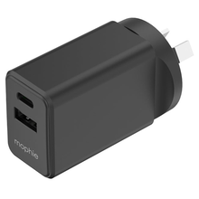 view ZAGG Mophie Essentials 30W Dual USB-C and USB-A Wall Charger - Black