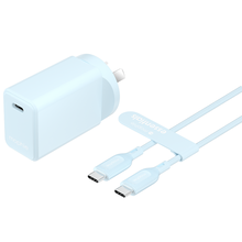 view ZAGG Mophie Essentials 30W USB-C PD Wall Charger with USB-C Cable - Blue