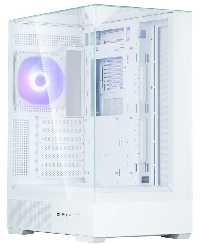 Zalman P40 Prism Tempered Glass ATX Mid-Tower Case with No PSU - White