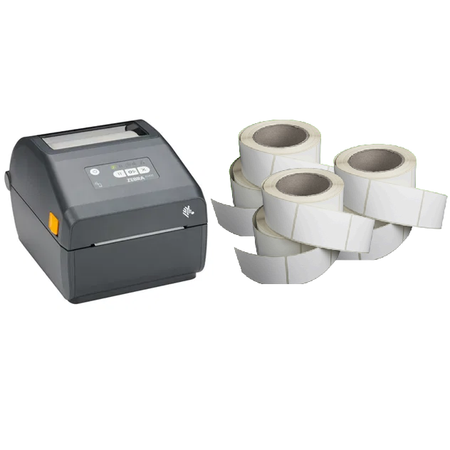 Zebra ZD421 Desktop 203DPI Ethernet and Bluetooth Direct Thermal Label Printer + 6x Label Rolls Bundle